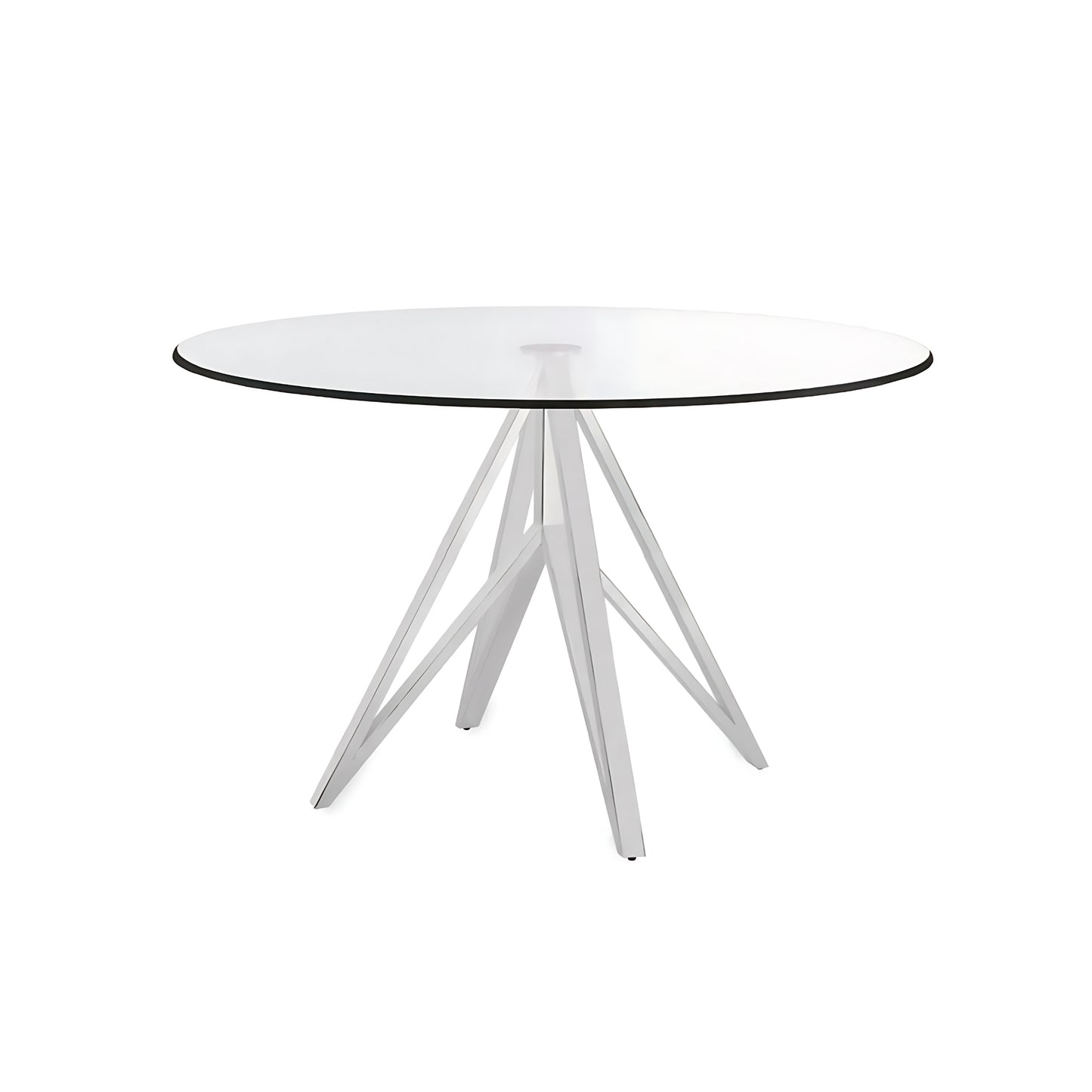 Pictured here, "The Focus" Dining Table is the epitome of modern dining elegance, featuring a sleek metal frame and a pristine glass top.
