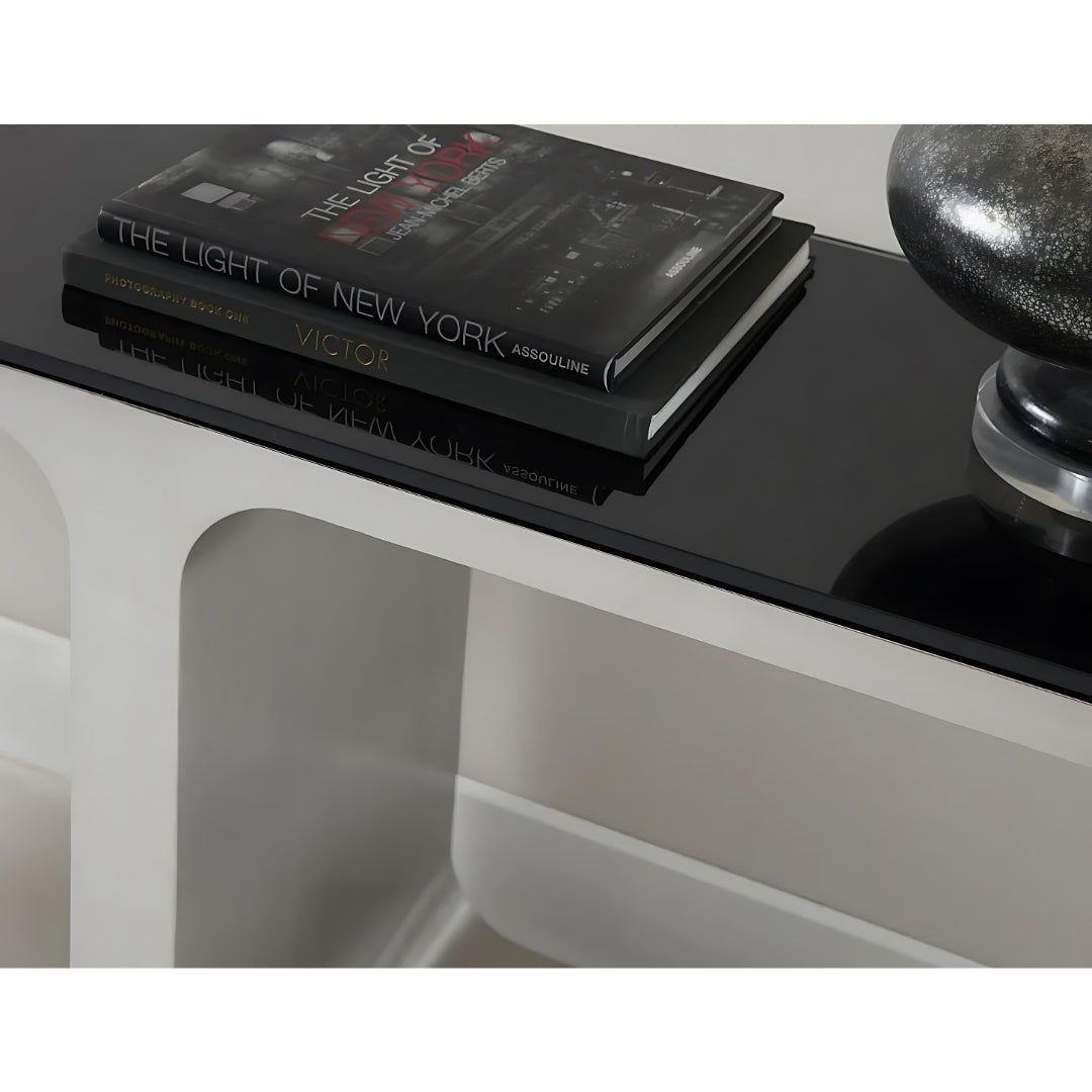 The Paris console features a distinctive, horizontally structured design, reminiscent of an artistic take on symmetry and balance. The Paris Console Table is not only a functional surface for your entryway, living room, or hallway, but also a refined piece of contemporary art that adds a touch of luxury to your space.