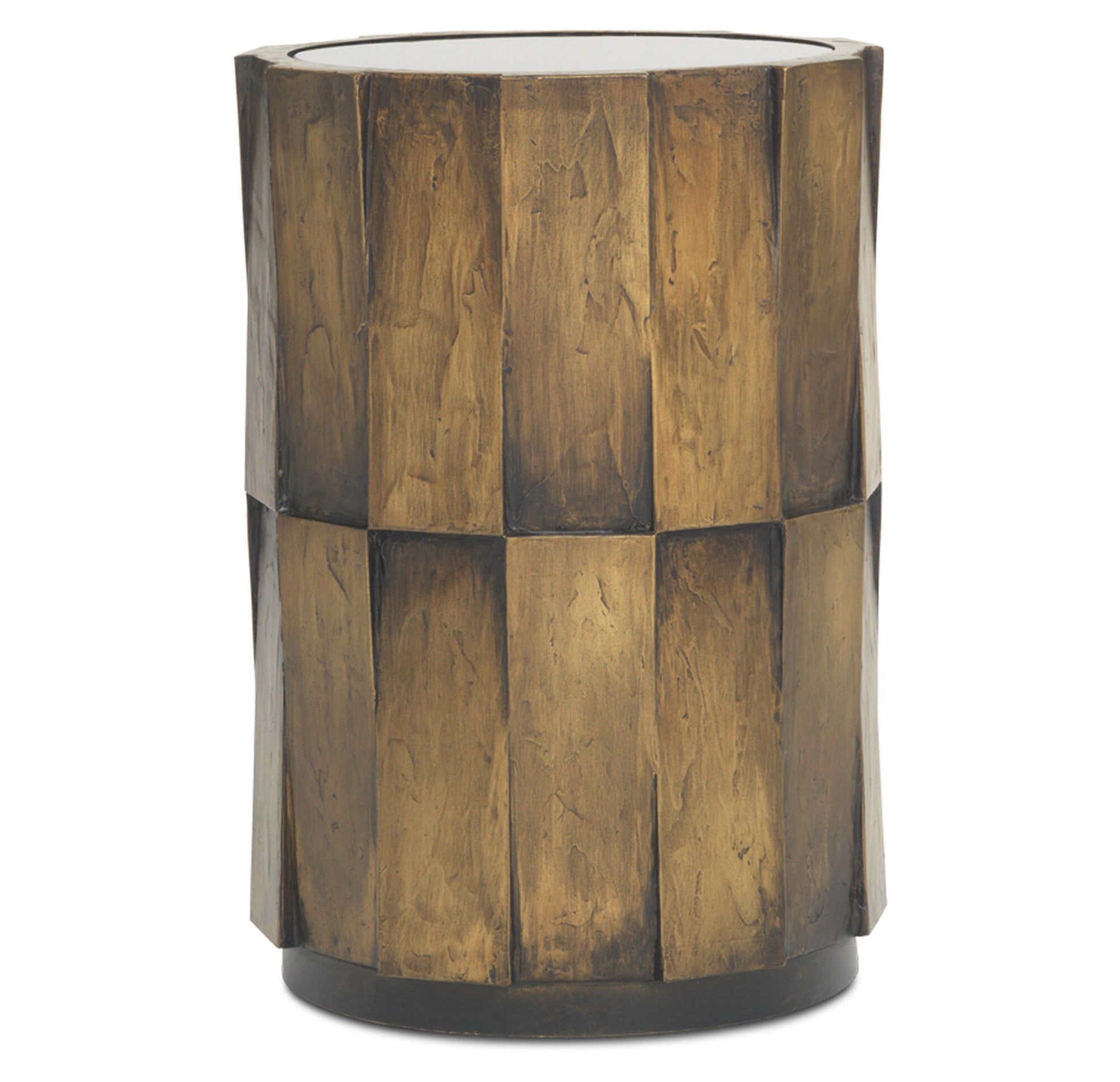 Pictured here in this silo image is the Drummond side table, shown in the antique brass finish.