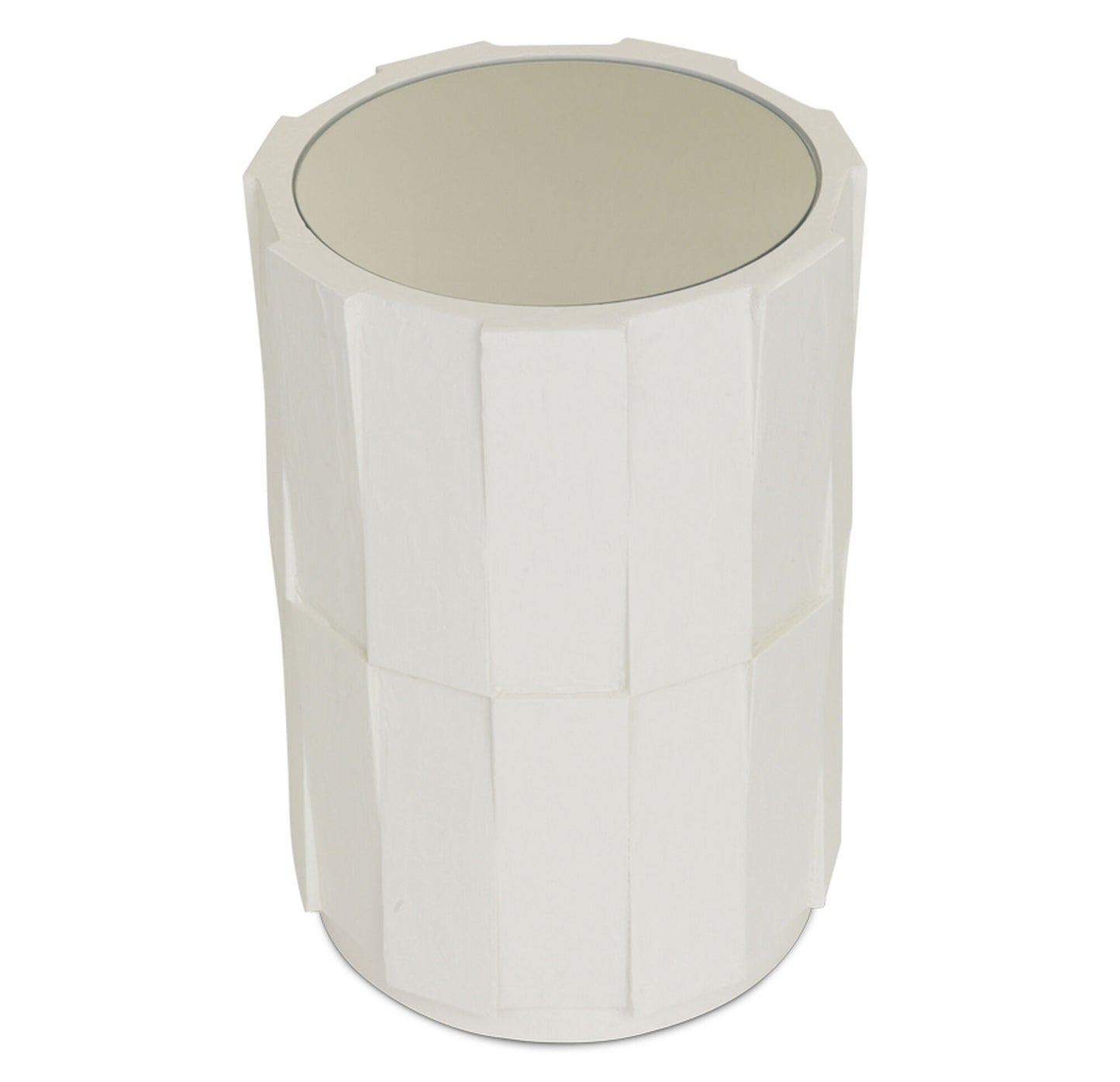 Pictured here in this silo image is the Drummond side table, shown in the solid white finish.