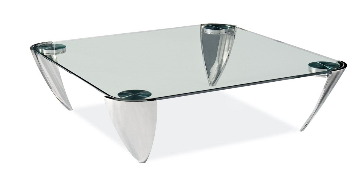 This is a silo of the Arro Cocktail table, featuring a metal frame with a tempered glass top.