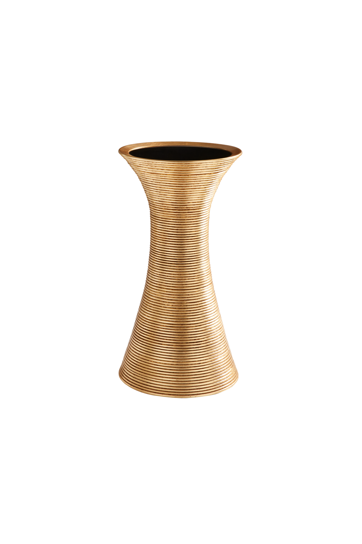 This is a silo shot of the Cota by Modern Elements, showcasing the clean lines of the hourglass design and the repeating layers of rings that give the piece its unique shape.