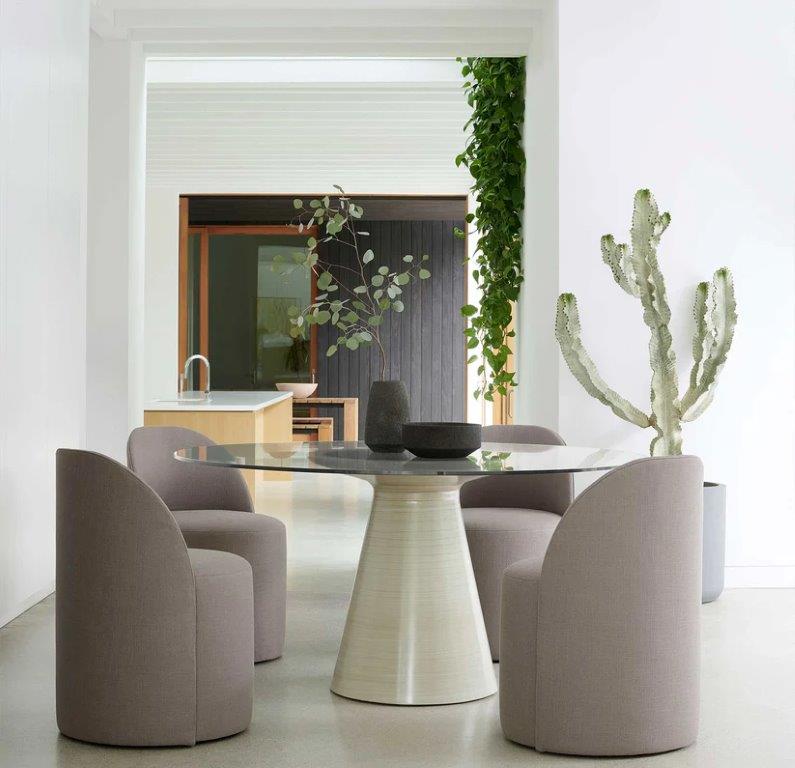 The Addie dining table, in this white finish, is perfect for entertaining weekend guests for dinner or for cozy Sunday brunches with the family. A contemporary take on a classic piece, the Addie Dining is a timeless modern design, and with quality glass and American made resin, you can count on the quality manufacturing of The Addie.