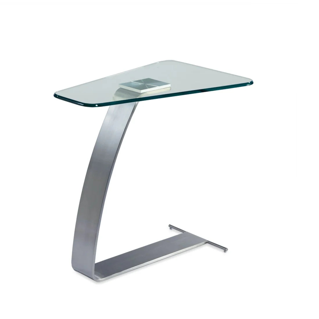 Pictured here in this silo shot in a stainless steel finish, The Valet Pull-Up Accent Table is the epitome of modern elegance, combining the sleek design of its unique sculptural elements with functional versatility.

Available in luxurious satin brass, polished or brushed stainless steel, and oil-rubbed bronze finishes, these pull-up accent tables feature a sleek, simplistic metal frame crafted from a single piece of metal, creating a clean and contemporary silhouette.