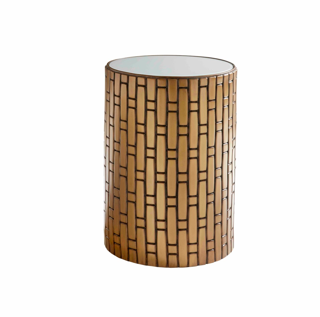 Pictured here in a gold finish and a white glass inlay, The Links Spot Table is a truly versatile accent piece that adds a touch of elegance to any space. With its jewelry-like design, this resin side table is crafted to fit seamlessly into any room, whether it’s a living room, bedroom, or cozy reading nook. Like all of our resin products, The Links Spot Table is proudly made in America to ensure quality manufacturing that you can count on.
